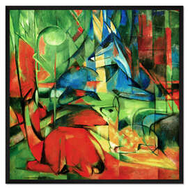 Gerahmter Kunstdruck Rehe im Walde II