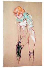 Magnettafel Frau beim Anziehen der Strümpfe