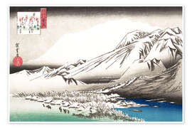Poster Abend Schnee auf dem Berg Hira