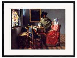 Gerahmter Kunstdruck Herr und Dame beim Wein