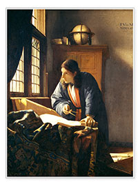 Wall print  A geographer or astronomer in his study - Jan Vermeer