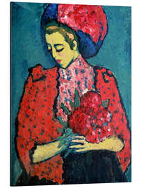 Magnettafel Mädchen mit Pfingstrosen