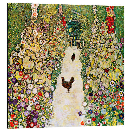 Aluminium print Garden Path with Chickens