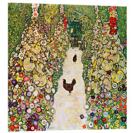 PVC-tavla Garden Path with Chickens - Gustav Klimt
