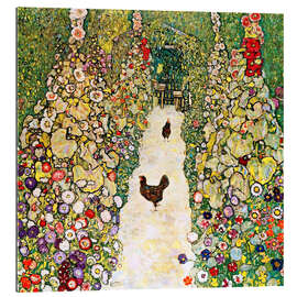 Quadro em plexi-alumínio Caminho de jardim com galinhas - Gustav Klimt