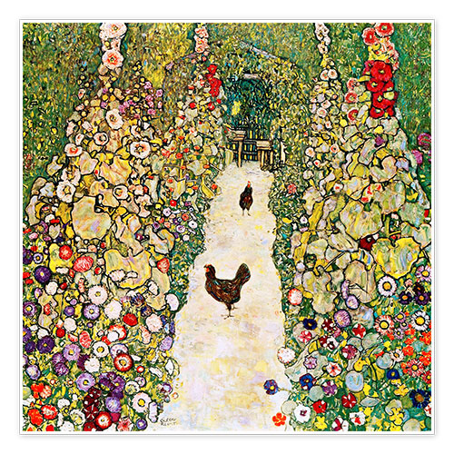 Poster Garden Path with Chickens