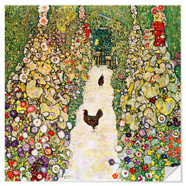 Naklejka na ścianę Ogrodowa ścieżka z kurami - Gustav Klimt