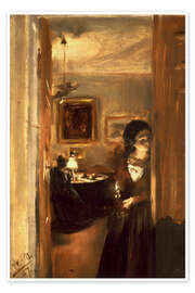 Print  Living room with Menzels sister - Adolph von Menzel