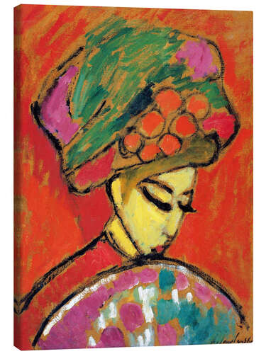 Canvas print Young Girl in a Flowered Hat