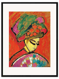 Ingelijste kunstdruk Young Girl in a Flowered Hat