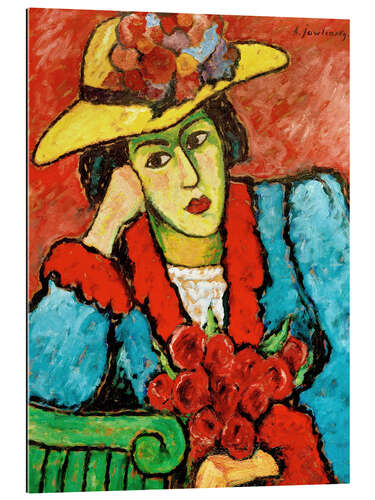 Galleritryck Lady with yellow straw hat