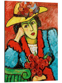 Magnettafel Dame mit gelbem Strohhut