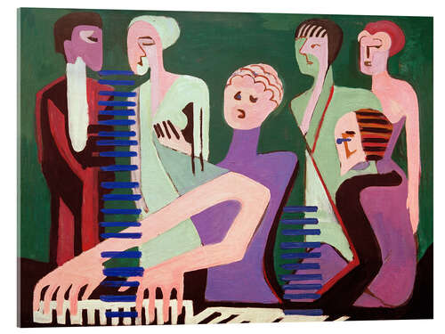 Tableau en verre acrylique Chanteur au piano
