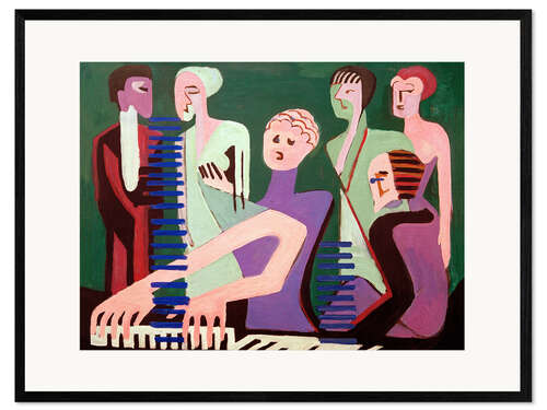 Ingelijste kunstdruk Singer at the piano