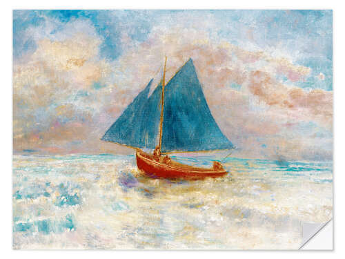 Vinilo para la pared Red boat with blue sails