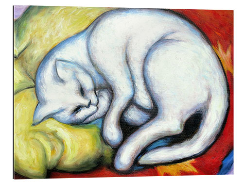 Galleritryk The White Cat (Tom Cat on Yellow Pillow)