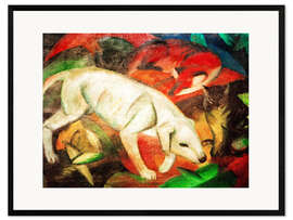 Kehystetty taidepainatus Three animals (dog, fox and cat)