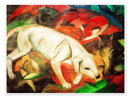 Póster  Tres animales (perro, zorro y gato) - Franz Marc