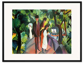 Gerahmter Kunstdruck Spaziergang auf der Brücke