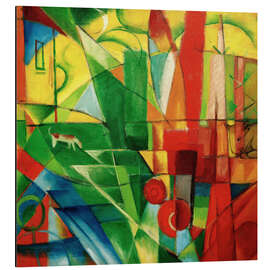 Magnettafel Landschaft mit Haus, Hund und Rind