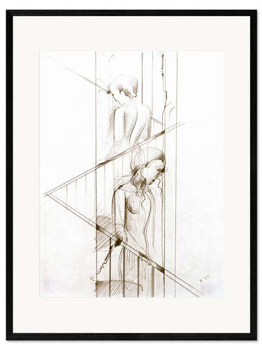 Ingelijste kunstdruk Staircase scene