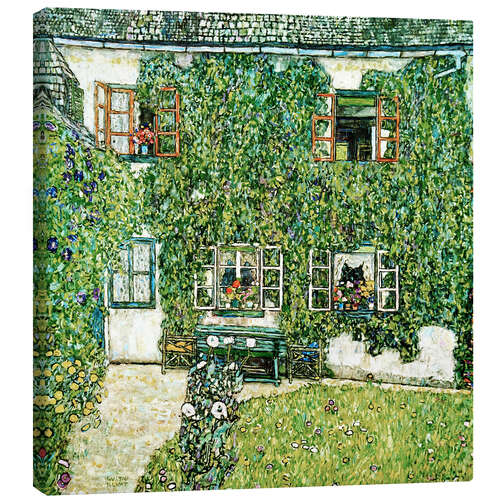 Canvas print Forester's house in Weissenbach on Attersee lake