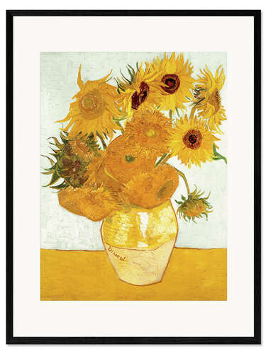 Framed art print Vase with Twelve Sunflowers
