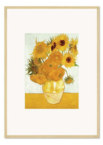 Gerahmter Kunstdruck Zwölf Sonnenblumen in einer Vase