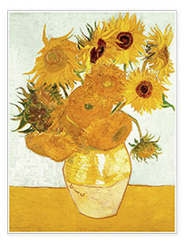 Poster Vas med tolv solrosor