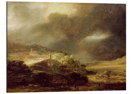 Magnettafel Gewitterlandschaft mit Gebirgsstadt