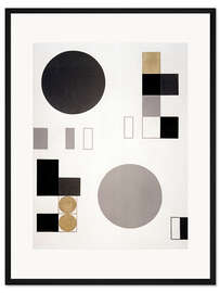 Gerahmter Kunstdruck Komposition mit Kreisen und Rechtecken