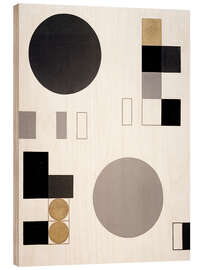 Wood print Composition with circles and rectangles