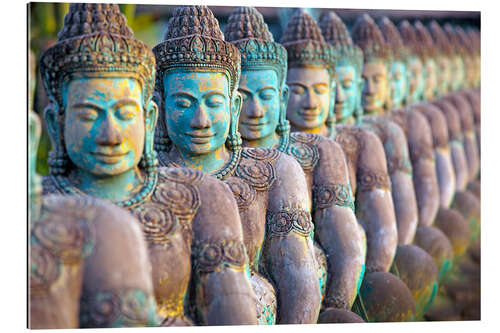 Gallery print Green Buddha statues, Cambodia