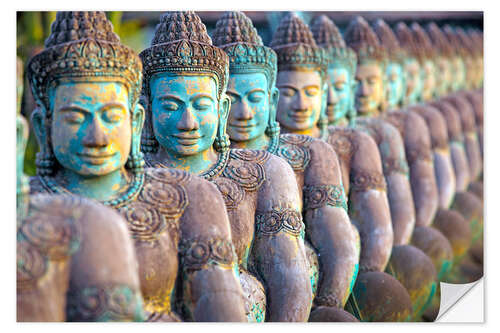 Sticker mural Green Buddha statues, Cambodia