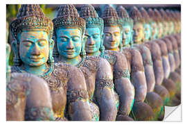 Vinilo para la pared Green Buddha statues, Cambodia