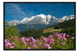Gerahmter Kunstdruck Blick vom Dorf Cordon auf das Mont-Blanc-Massiv, Frankreich