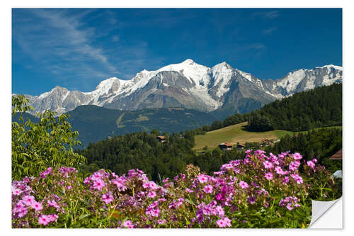 Selvklebende plakat Utsikt fra landsbyen Cordon til Mont Blanc-massivet