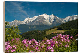 Holzbild Blick vom Dorf Cordon auf das Mont-Blanc-Massiv, Frankreich