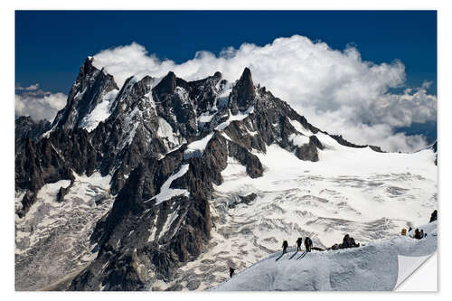 Selvklebende plakat Mont Blanc Massif and mountaineer, France