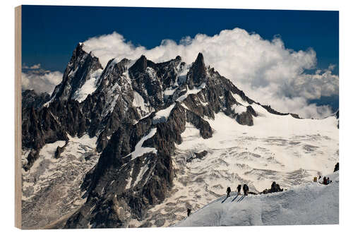 Obraz na drewnie Mont Blanc Massif and mountaineer, France