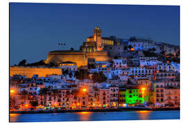 Aluminium print Old town of Ibiza at night