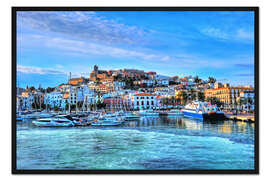 Gerahmter Kunstdruck Blick auf den alten Hafen von Ibiza