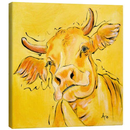 Canvastavla The yellow cow Lotte