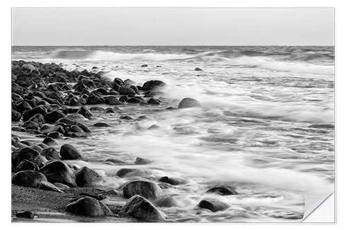 Naklejka na ścianę Steine im Meer monochrome