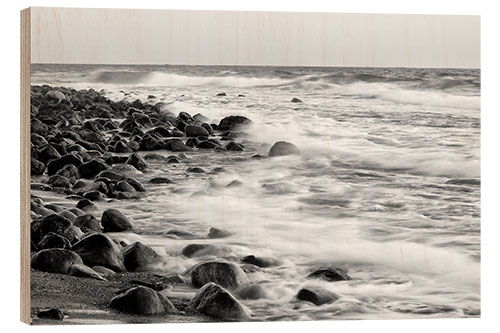 Puutaulu Steine im Meer monochrome