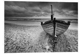 Foam board print Boot am Meer monochrome