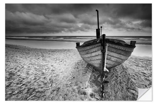 Sticker mural Bateau en bord de mer, monochrome