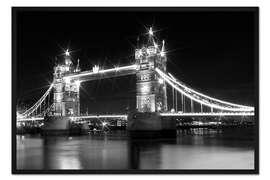 Gerahmter Kunstdruck Tower Bridge by Night sw