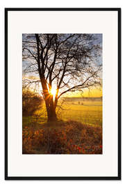 Gerahmter Kunstdruck Sonnenaufgang Felder