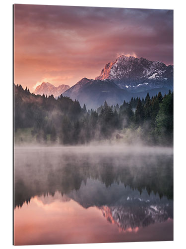 Tableau en plexi-alu Alps Refugium at Sunrise